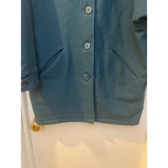 Woolrich Womens Teal Button-Up Coat W/ Plaid Lining & Pockets - Picture 4 of 10